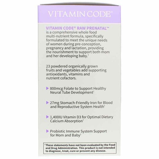 Vitamin Code Raw Prenatal Multivitamin, GOL